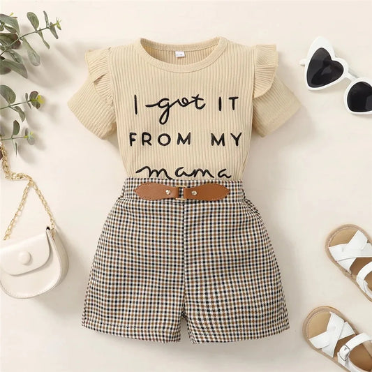 2PCS Toddler Set Letter Print Short Sleeve