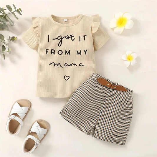 2PCS Toddler Set Letter Print Short Sleeve